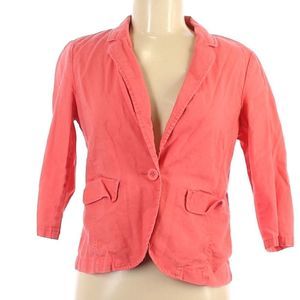 Coral linen blazer size small / medium coral pink jacket women's top button up